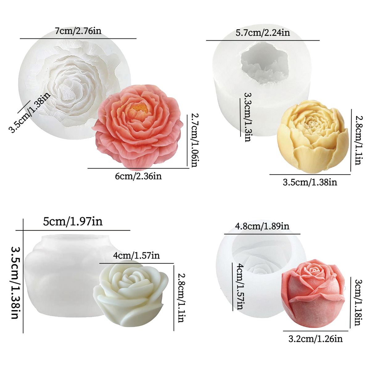 Florist Supply Bulk - 4개입 꽃 모양 몰드 세트 -